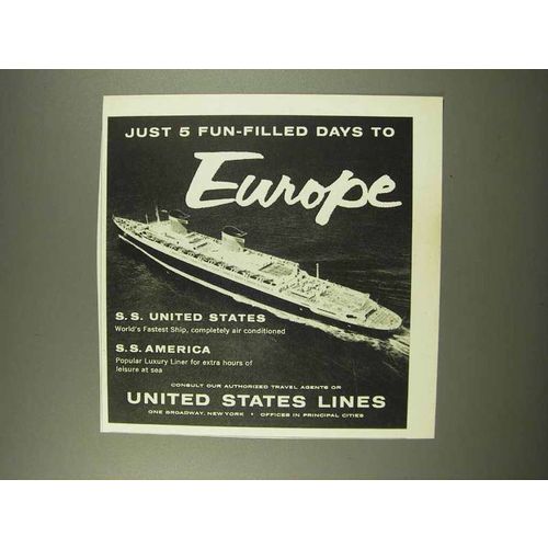 1956 United States Lines Cruise Ad - 5 Fun-Filled Days