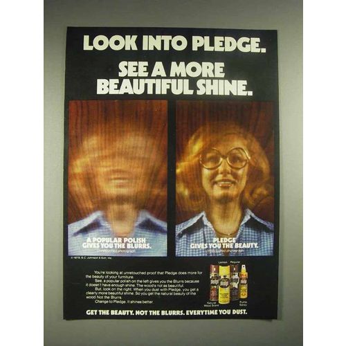 1978 Pledge Wax Ad - See a More Beautiful Shine