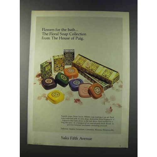 1981 House of Puig Floral Soap Ad - Flowers for Bath