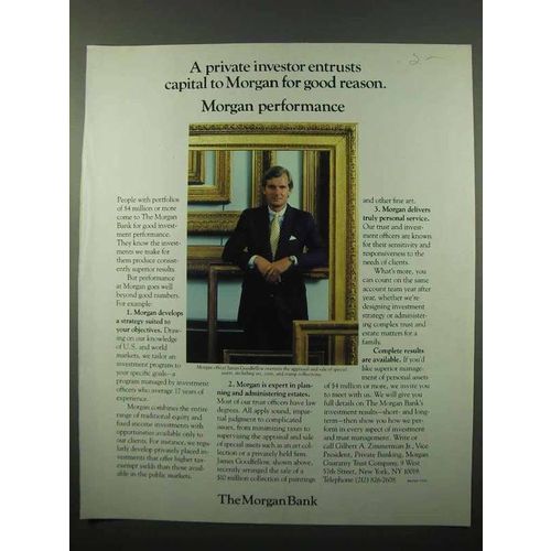 1987 The Morgan Bank Ad - Private Investor Entrusts