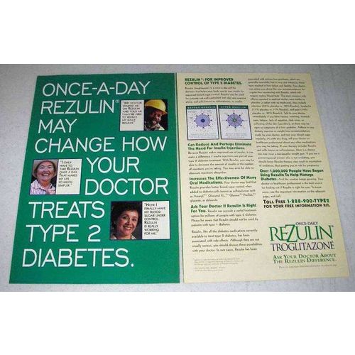 1998 Parke-Davis Rezulin Ad - Treats Type 2 Diabetes