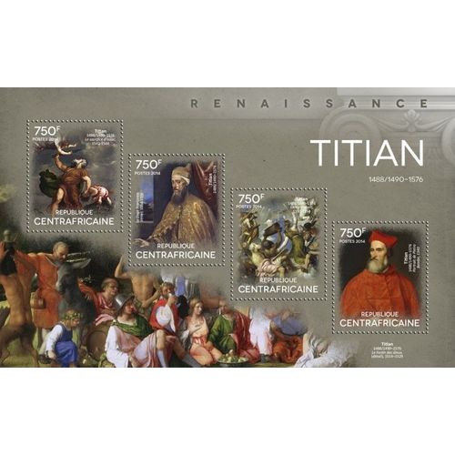 CENTRAL AFRICA 2014 SHEET MNH TITIAN VECELLI ART PAINTINGS ARTE PINTURAS 3
