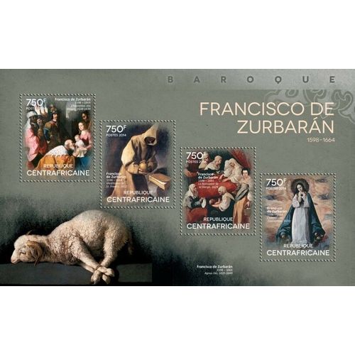 CENTRAL AFRICA 2014 SHEET MNH DE ZURBARAN ART PAINTINGS ARTE PINTURAS 3