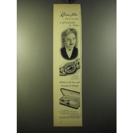 1950 Richelieu Pearls Ad - Richelieu Pearls they're beautiful a gift of quality
