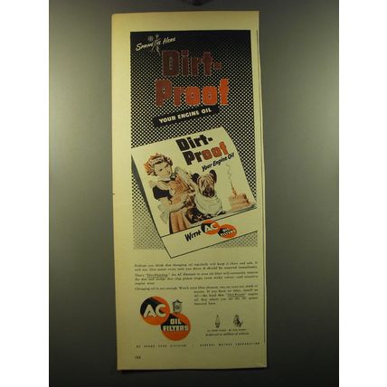 1950 AC Oil Filters Ad - Dirt-Proof your engine oil