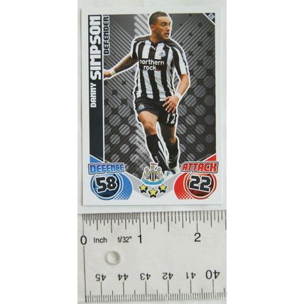 2010/11 Topps Match Attax Trading Card U30 Danny Simpson, Newcastle United