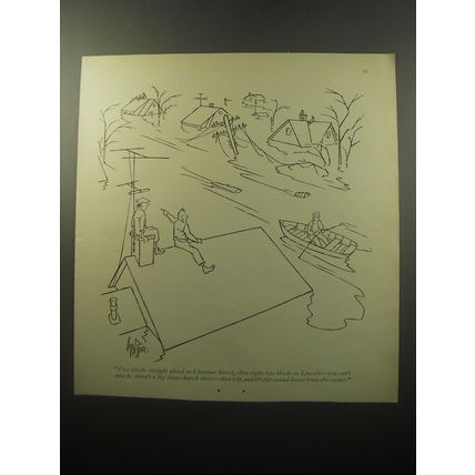 1951 Cartoon by George Price- Two blocks straight ahead to Chestnut Street,