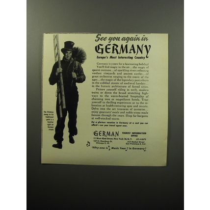 1951 German Tourist Information Office Advertisement - See you again