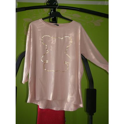 Beige woman girl top with Tous bear decal decoration size 20 Cotton. 153