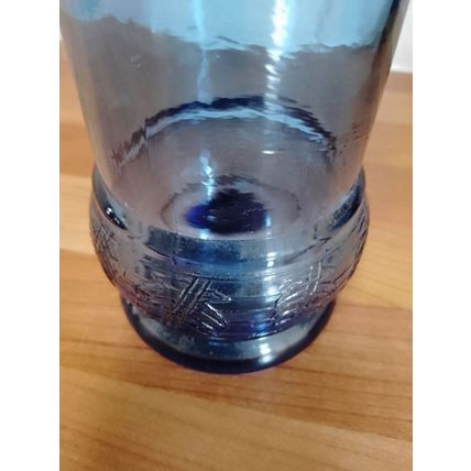 Cobalt Blue Embossed Glass Bottle with Cork, 13" Tall LARGE