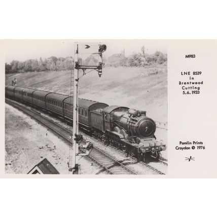 LNE Train at Brentwood Essex Cutting Railway Real Photo Postcard