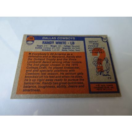 1976 Topps Football Card # 158 Randy White Very Good (3) Dallas Cowboys