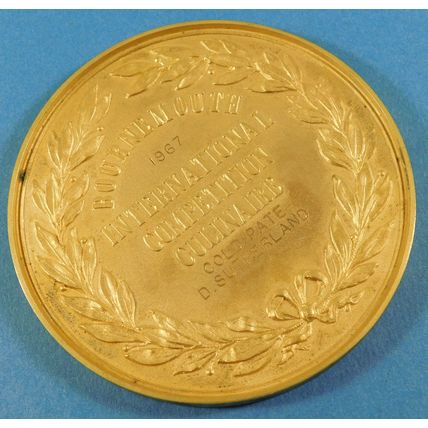 Vintage Large Gilt Bronze Medal Medallion & Box Bournemouth Culinaire Comp 77mm