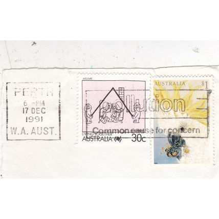 Australia 1991 Welfare + Cockatoo SG 1120+1302 Perth WA cancel on piece VGC