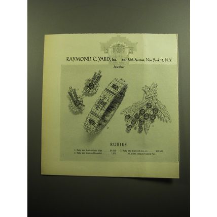 1958 Raymond C. Yard Jewelry Advetisement - Rubies