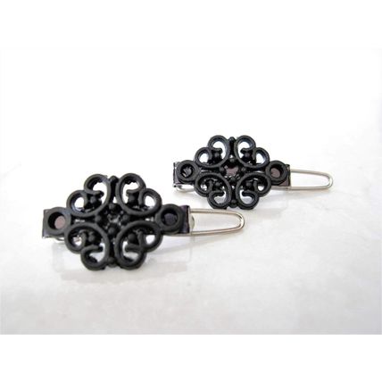 Extra tiny small silver or black metal hair pin clip barrette (set of two)
