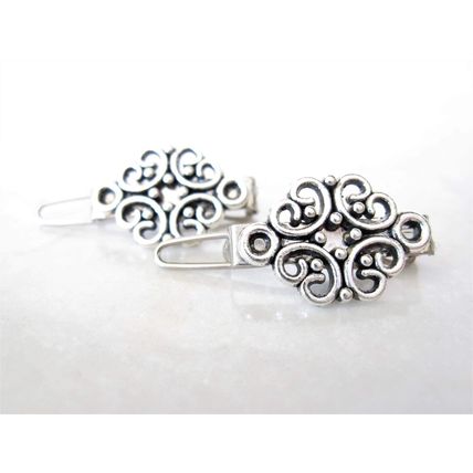 Extra tiny small silver or black metal hair pin clip barrette (set of two)