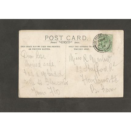 Genealogy Postcard Miss R Marlow 22 Stafford Road Handsworth Birmingham 1906