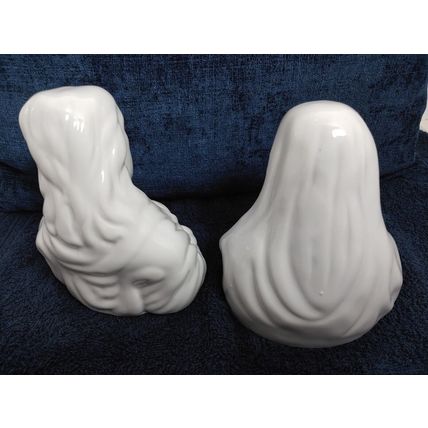 Joseph And Blessed Virgin Mary Glazed White WBI Figurines Ceramic - Vintage