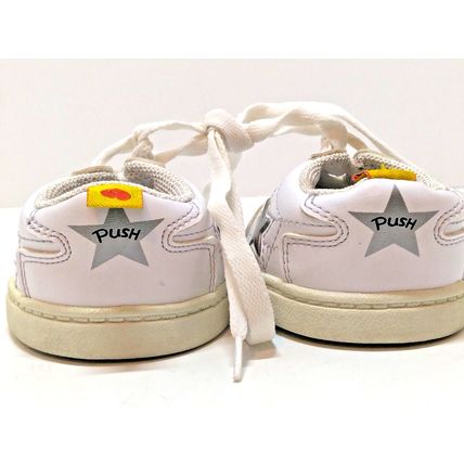 Build A Bear Workshop Tennis Shoes White W/ Silver Star Lace Up Leather Light Up