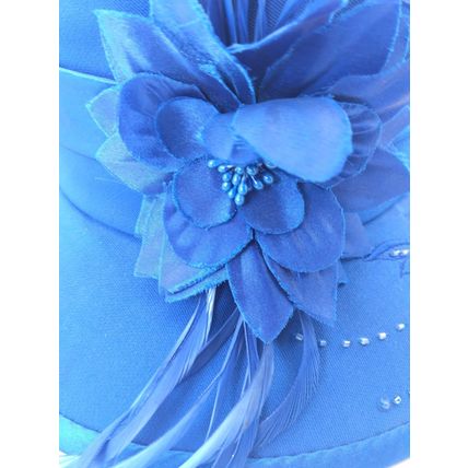 Vintage Milano Paris Derby Blue Embroidered Floral Beaded Feather Cocktail Hat