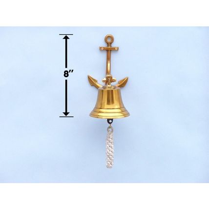 Brass Plated Hanging Anchor Bell 8""