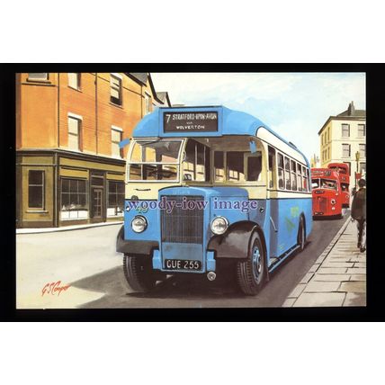 tm6636 - Stratford Blue Bus, at Leamington Spa - Artist - G.S.Cooper - postcard