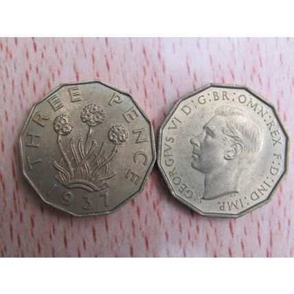 GB 1937 George VI Brass Threepence 3d Coin High Grade AU
