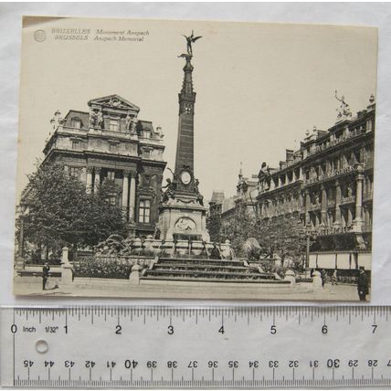 vintage large postcard Brussels, Anspach Memorial