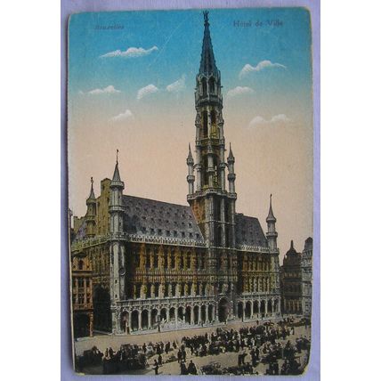 vintage postcard Town Hall Brussels