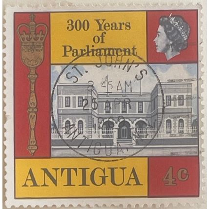 Antigua QEII 1969 Tercentenary Parliament 4c Used SG 226 Sc 213 postage stamp