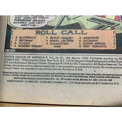 DC COMICS JUSTICE LEAGUE OF AMERICA #164 MARCH 1979 (NM-) COMIC (LL)