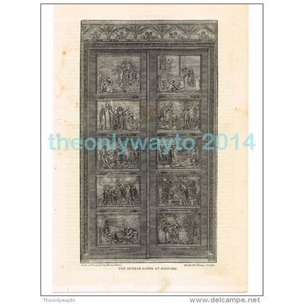 BUNYAN GATES AT BEDFORD, BOOK ILLUSTRATION/PRINT, 1877