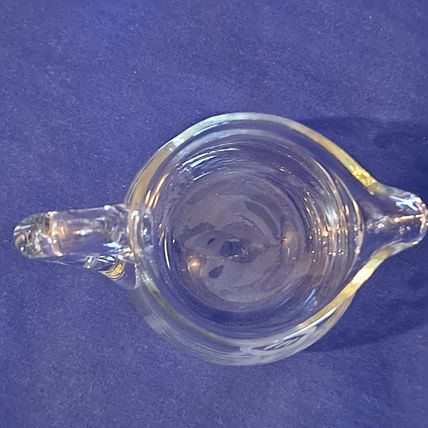Vintage ETCHED GLASS CREAMER 4" ROSE Flower Floral Crystal