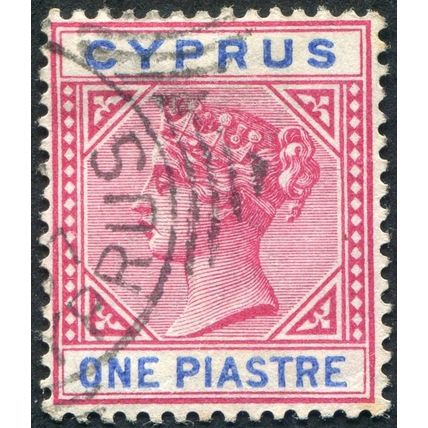 Cyprus 1896 1pi carmine & blue SG42 used