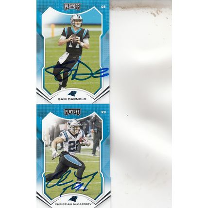 SAM DARNOLD & CHRISTIAN McCAFFREY AUTO 2021 CAROLINA PANTHERS ALL-PRO OFFENSE