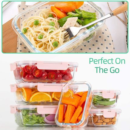 C CREST [10 Pack] Glass Meal Prep Containers, Food Storage Containers with Lids