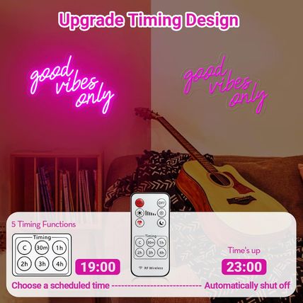 Good Vibes Only Neon Signs for Wall Decor, Pink Neon Sign for Bedroom, Good Vibe