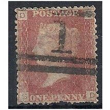1858 SG43 1d Red Plate 149 Good/Fine Used Check Letters "SD".