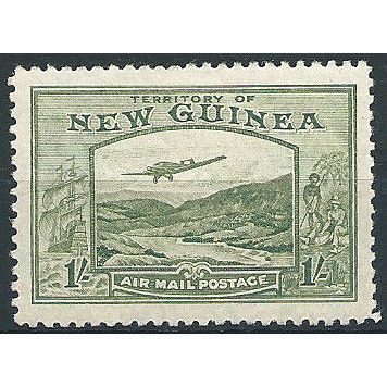 New Guinea 1939 SG221 1/- Pale Blue-Green Fine Mounted Mint ... .