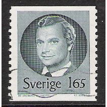 Fa 1166: 1 Kr. 65 blue-green Definitive Stamp: King Carl XVI Gustaf.