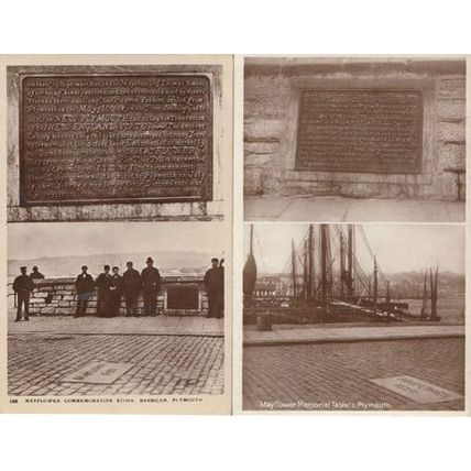 The Mayflower Military Stone Tablets Plymouth Hampshire 2x Real Photo Postcard s