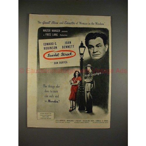 1946 Scarlet Street Movie Ad - Joan Bennett, Robinson!