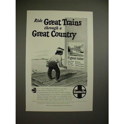 1950 Santa Fe Railway Ad - Ride Great Trains