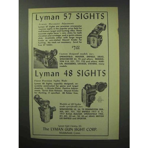 1950 Lyman 57 and 48 Sights Ad