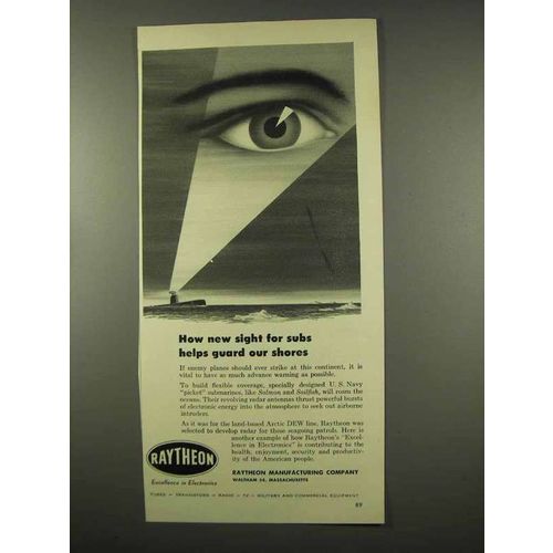 1956 Raytheon Radar Ad - New Sight for Subs