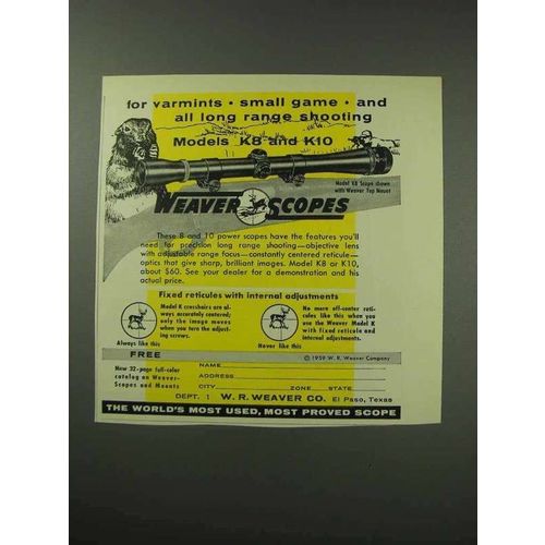 1959 Weaver K8 Scope Ad - For Varmints Small Game