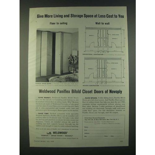1959 Weldwood Paniflex Bifold Closet Doors of Novoply Ad - more living Space