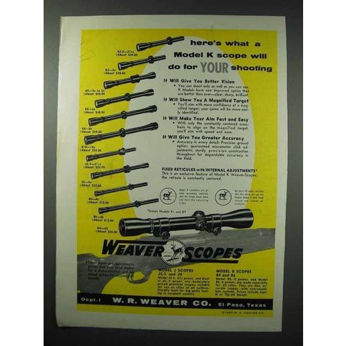 1959 Weaver Scopes Ad - Model K for Your Shooting
