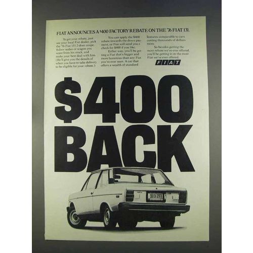 1976 Fiat 131 Car Ad - $400 Back